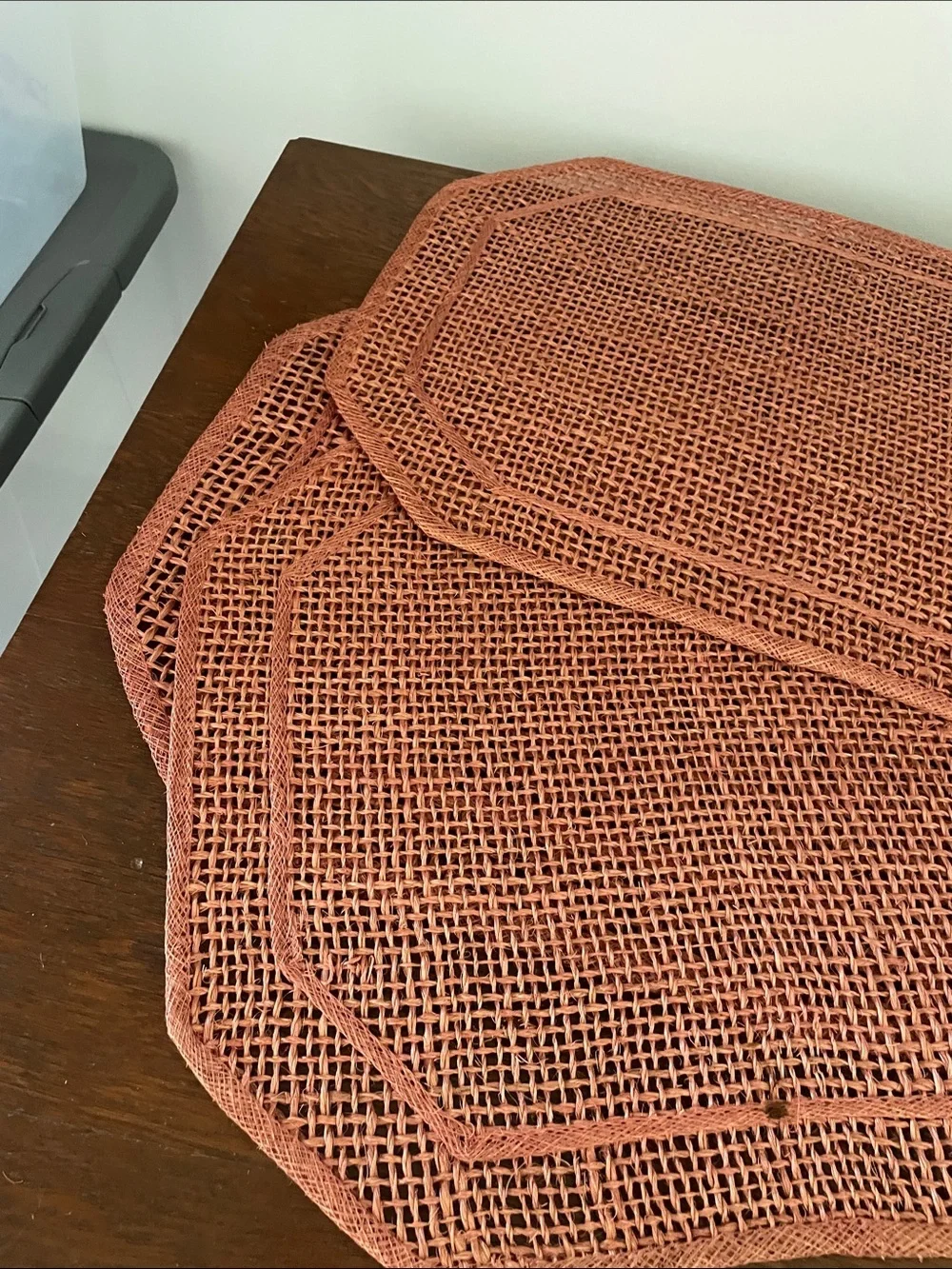 Coral woven placemats set of 3